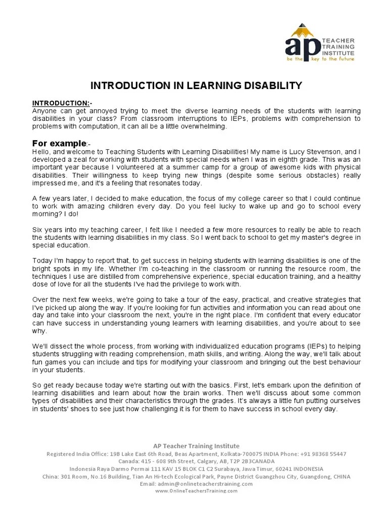 Phase1 LD | PDF | Learning Disability | Cakes