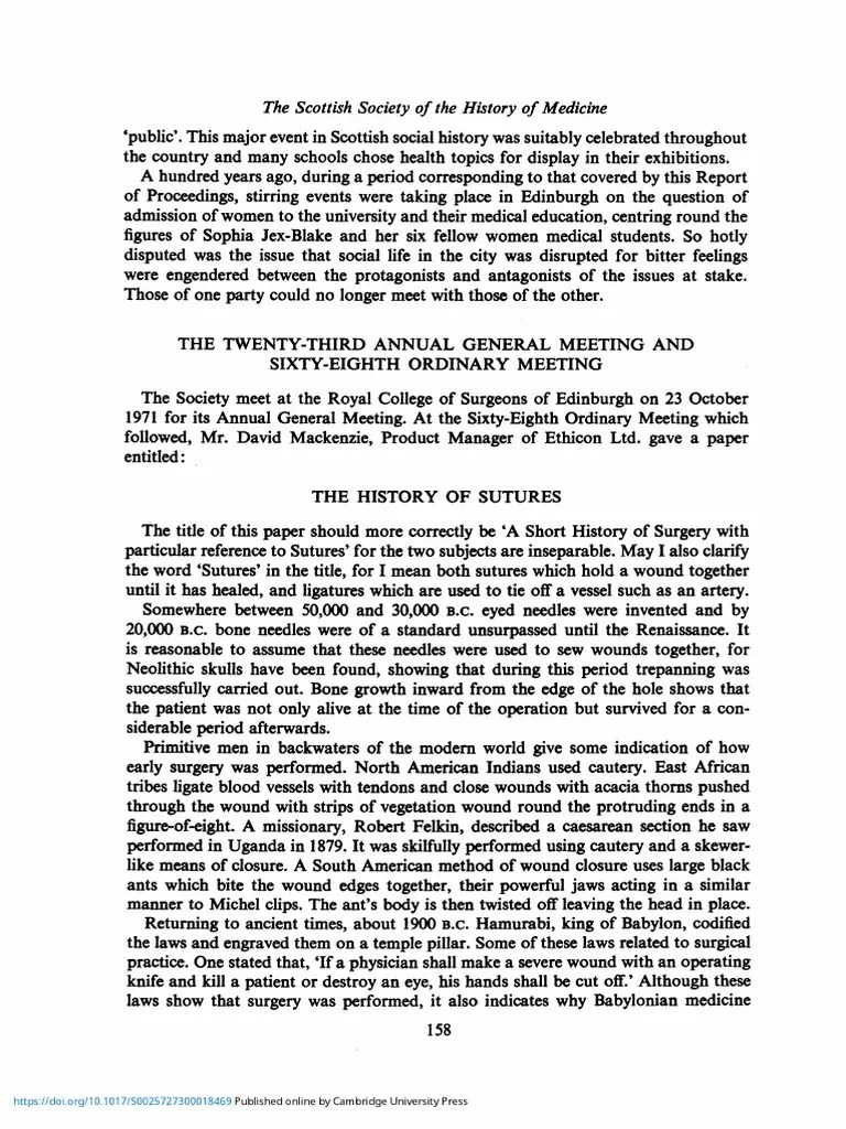 The History Of Sutures | PDF | Surgical Suture | Surgery