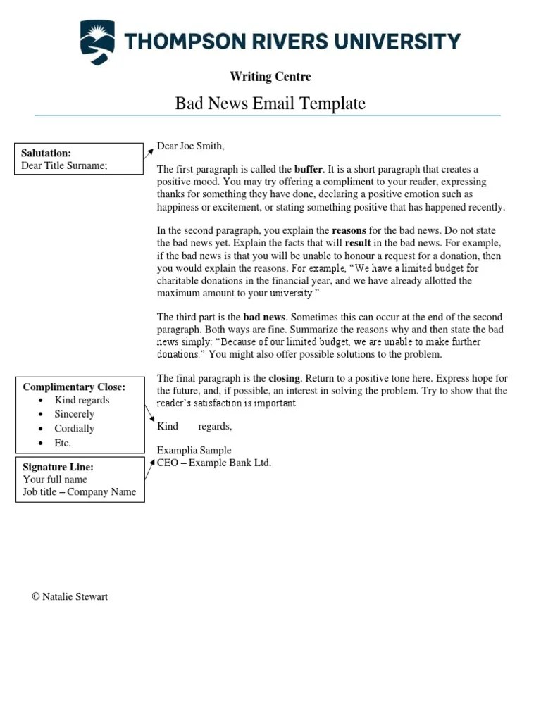 Bad News Email Template | PDF