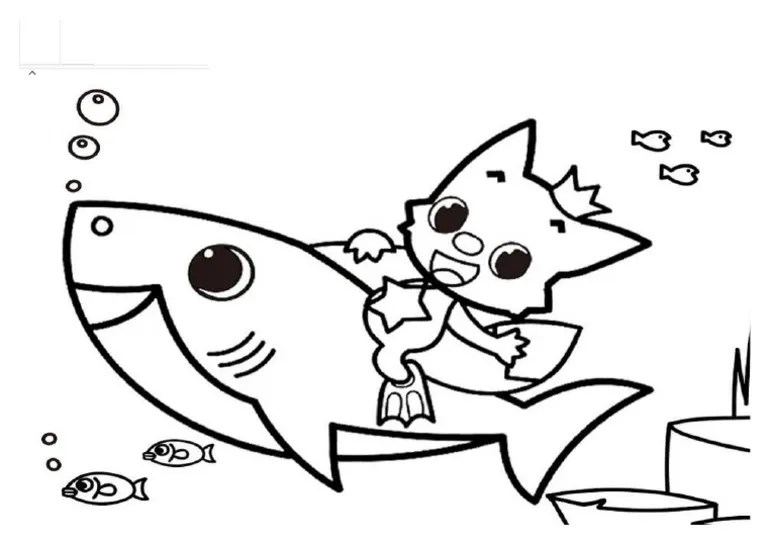 Mewarnai Gambar - Pinkfong Mengendarai Hiu Bayi | PDF