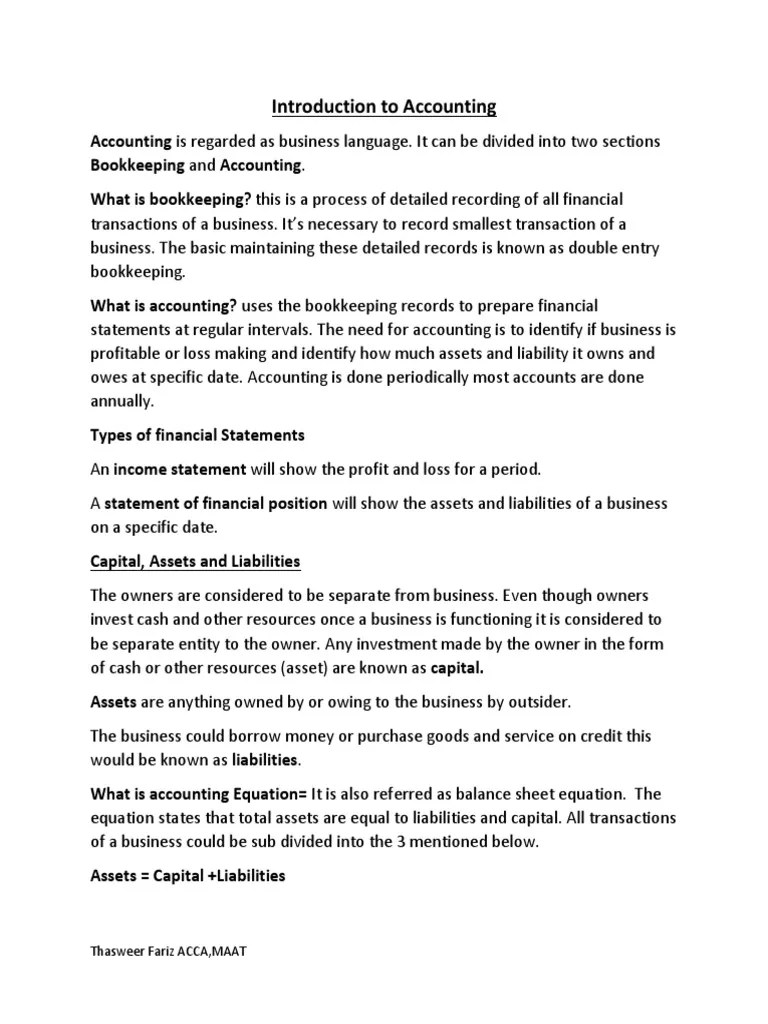 Chapter 1 Accounting Equation - Double Entry Bookkeeping | PDF | Debits And Credits | Bookkeeping