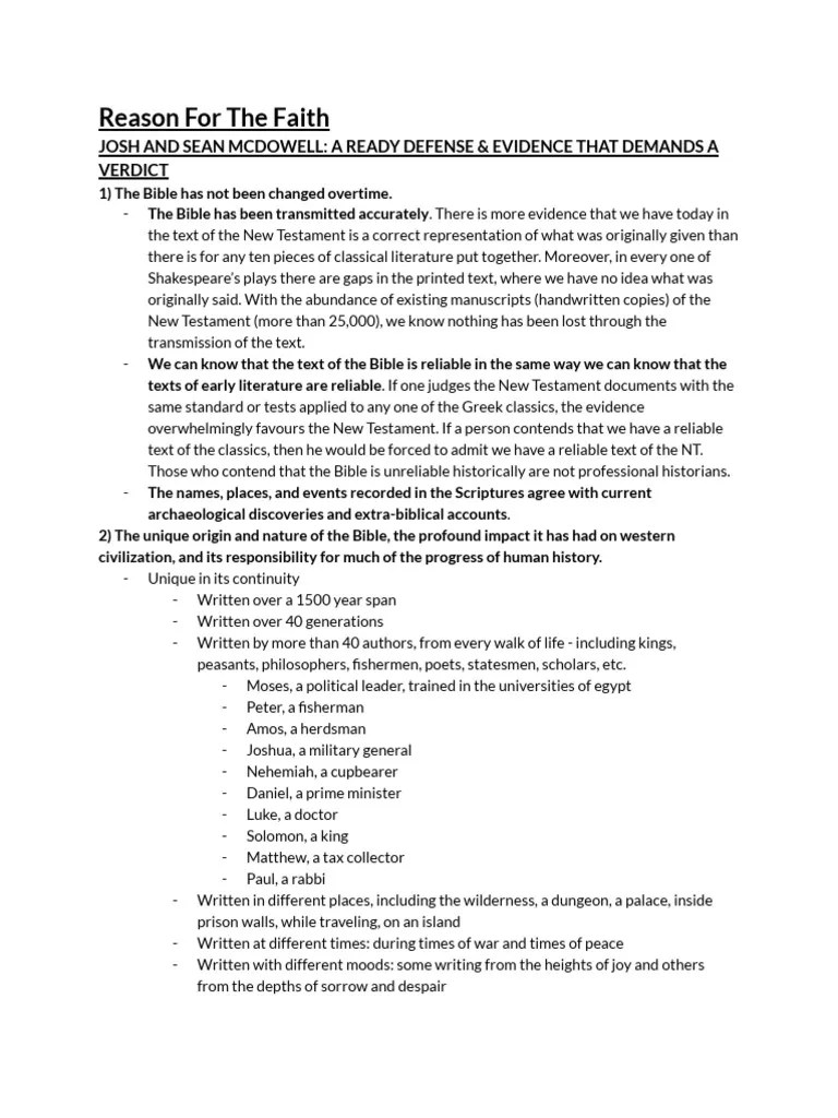 Evidence For The Christian Faith | PDF | Bible | New Testament