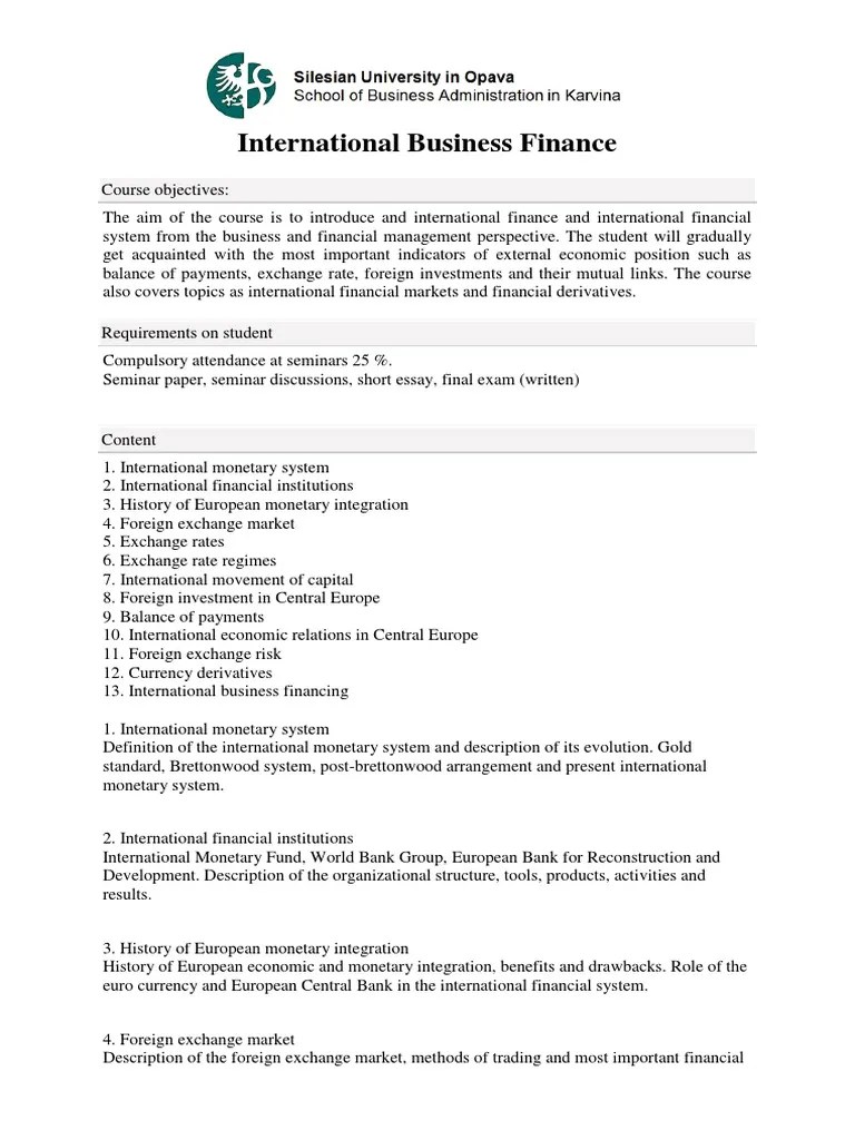 International Business Finance | PDF