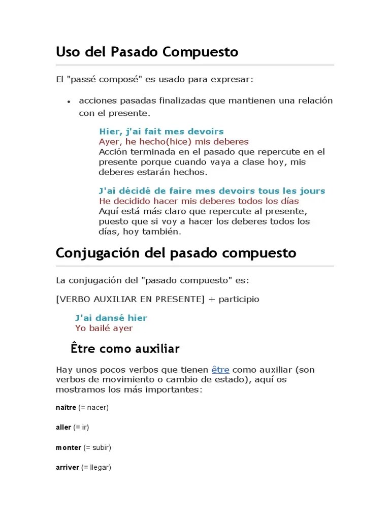 Passe Composé | PDF | Verbo | Unidades Semánticas
