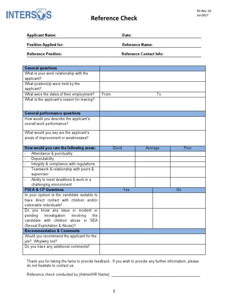 Reference Check | PDF