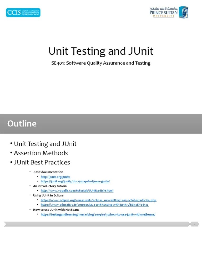 Unit Testing And JUnit | PDF | Unit Testing | Integrated Development ...