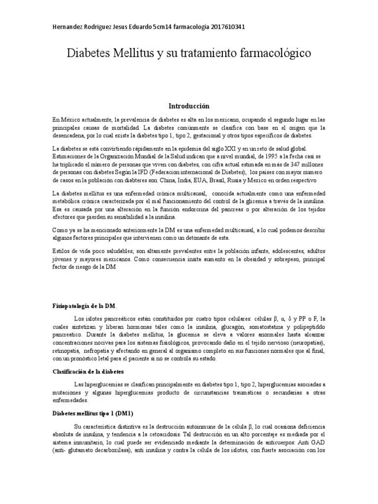 Diabetes Mellitus Y Su Tratamiento Farmacológico | PDF | Diabetes ...