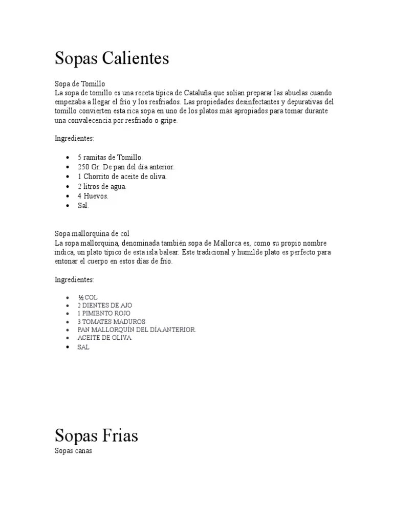 Recetas De Sopas | PDF