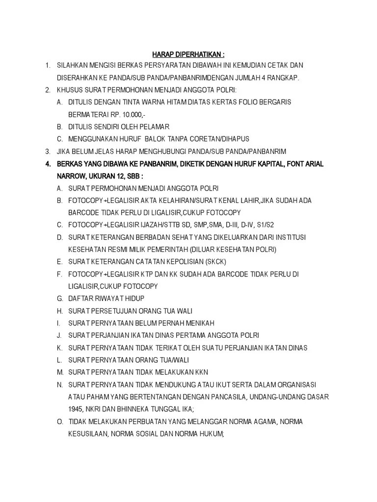 Berkas Bintara 2022 | PDF