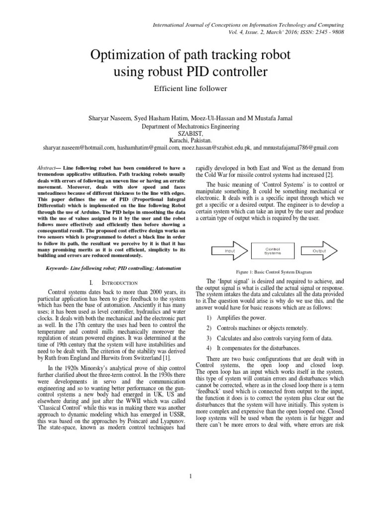 Optimization Of Path Tracking Robot | Download Free PDF | Control ...