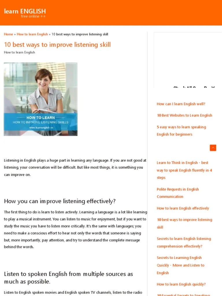 10 Best Ways To Improve Listening Skill - A Complete Guide To Fluency | PDF | Nonverbal ...