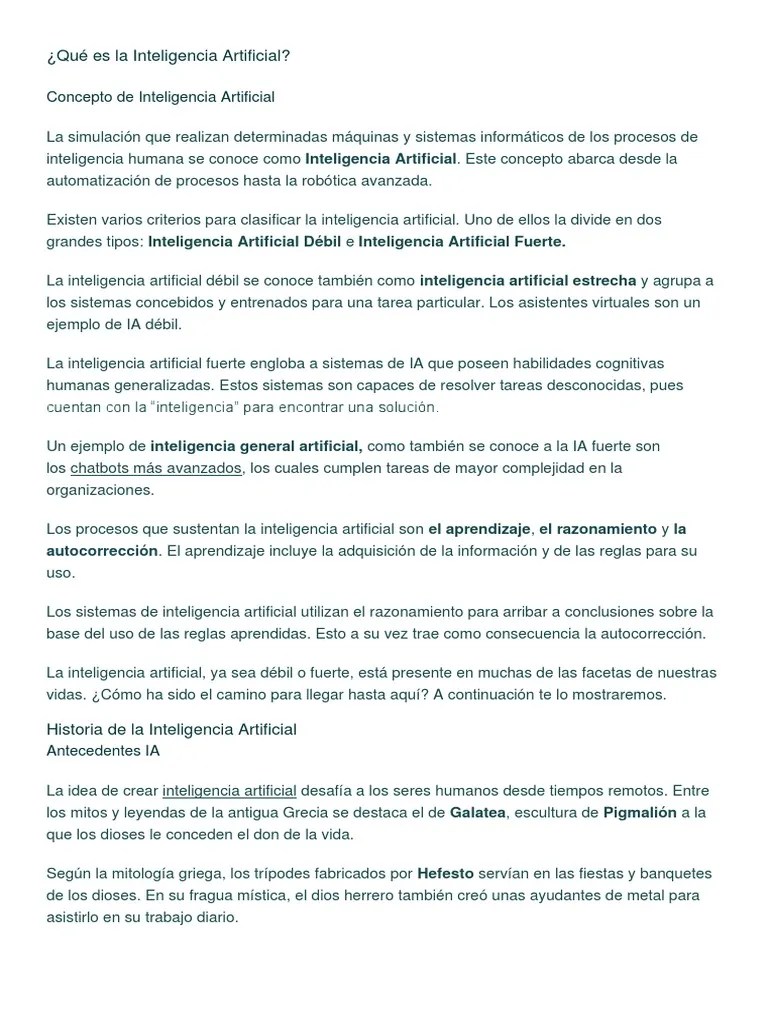 Qué Es La Inteligencia Artificial | PDF