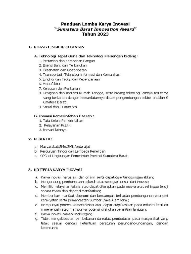 Panduan Lomba Karya Inovasi | PDF