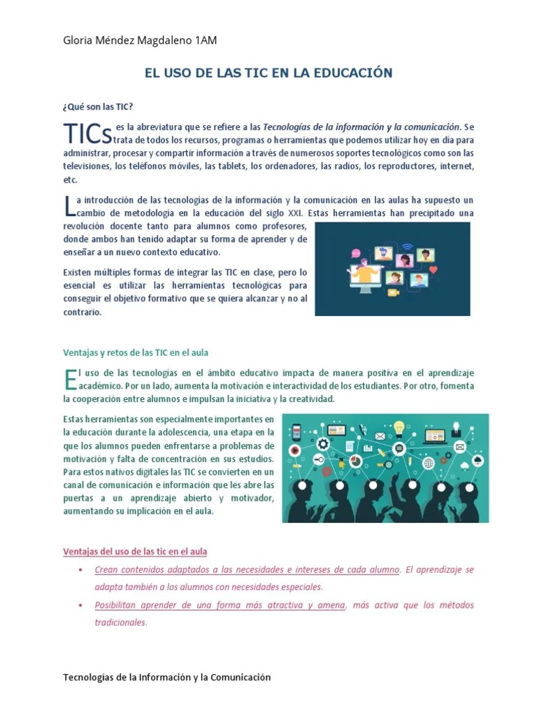 El Uso De Las Tic En La Educación | PDF | Tecnología De Información Y Comunicaciones | Salón De ...