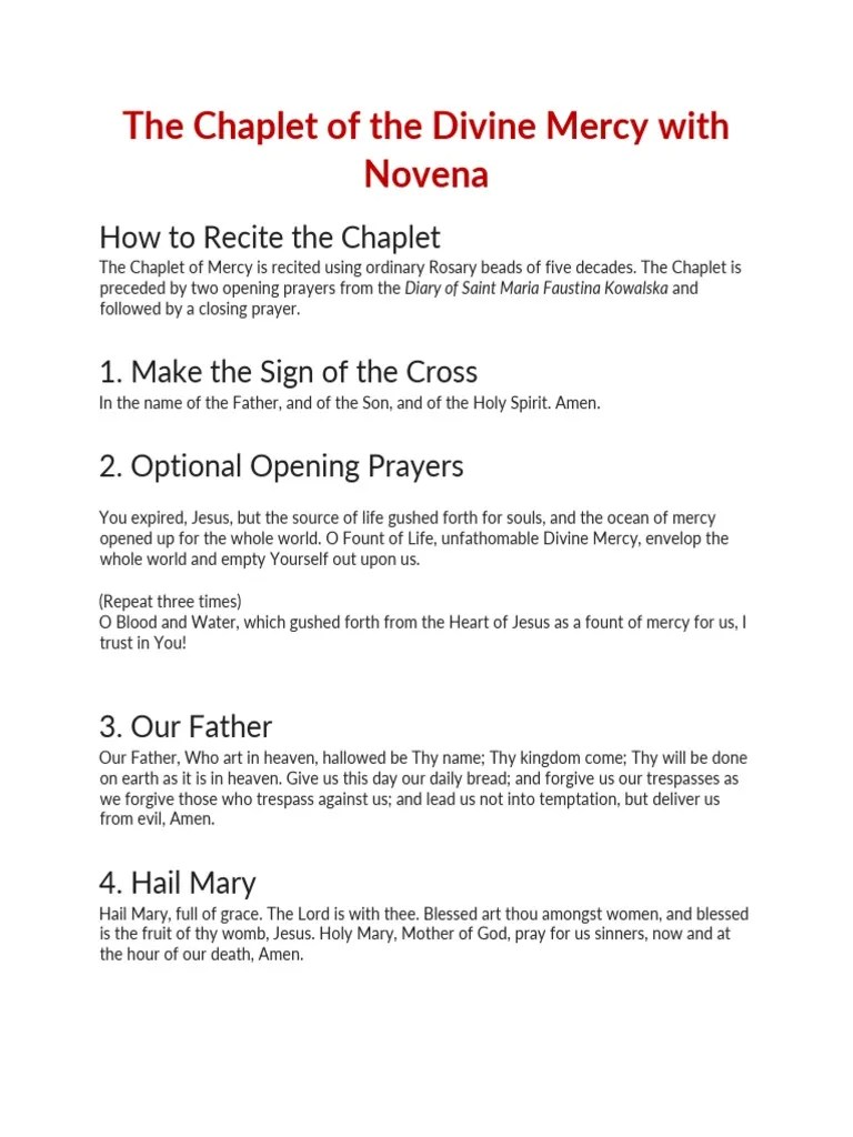 The Chaplet Of The Divine Mercy With Novena | Download Free PDF ...