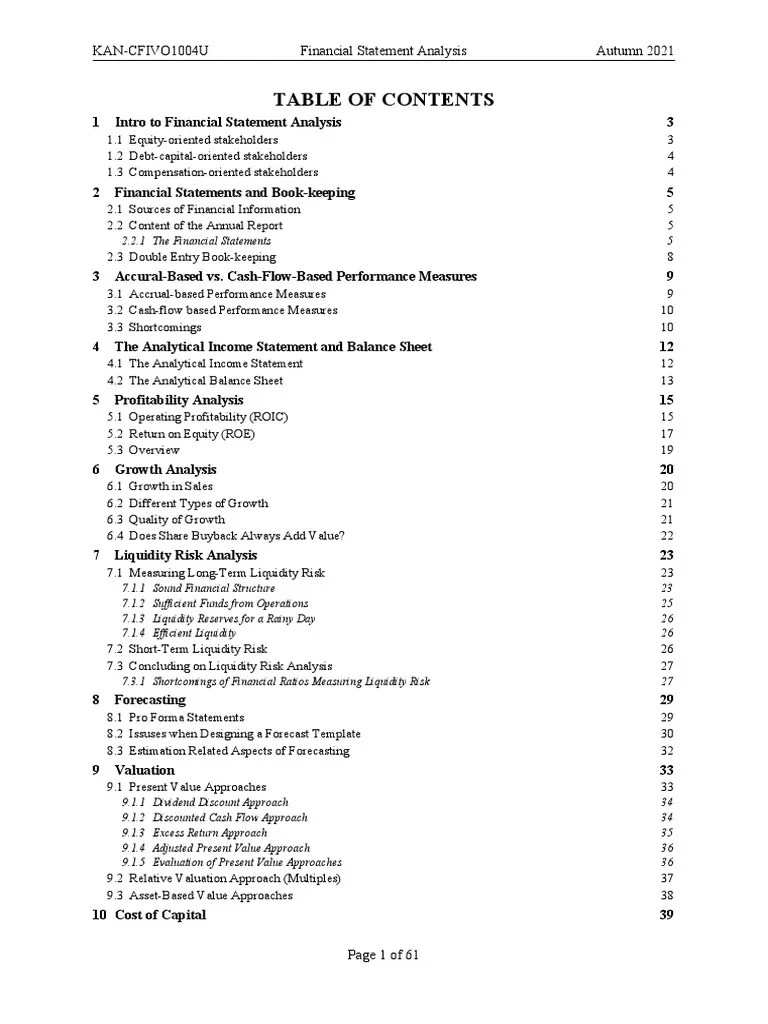 Notes - Financial Statement Analysis | PDF | Debits And Credits ...