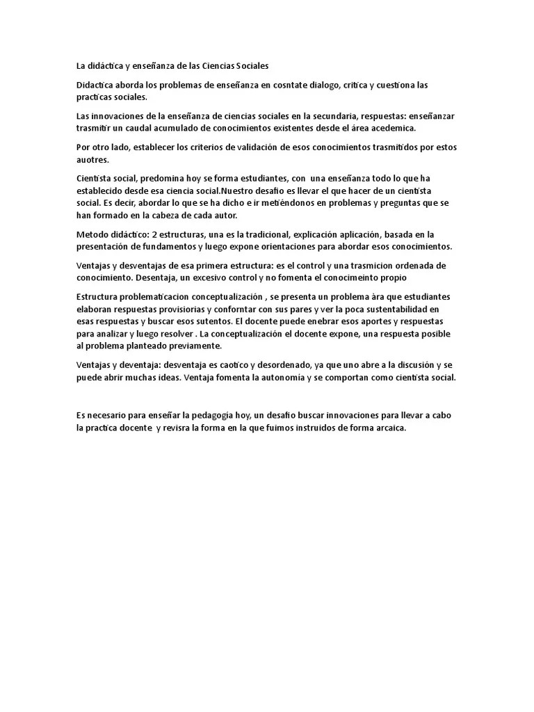 La Didáctica Y Enseñanza De Las Ciencias Sociales | PDF | Enseñando ...