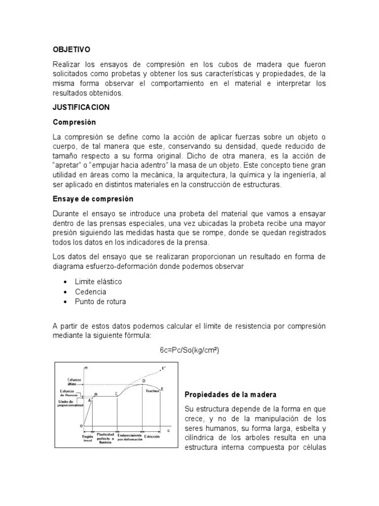 Practica Compresion | Descargar Gratis PDF | Madera | Elasticidad (Física)