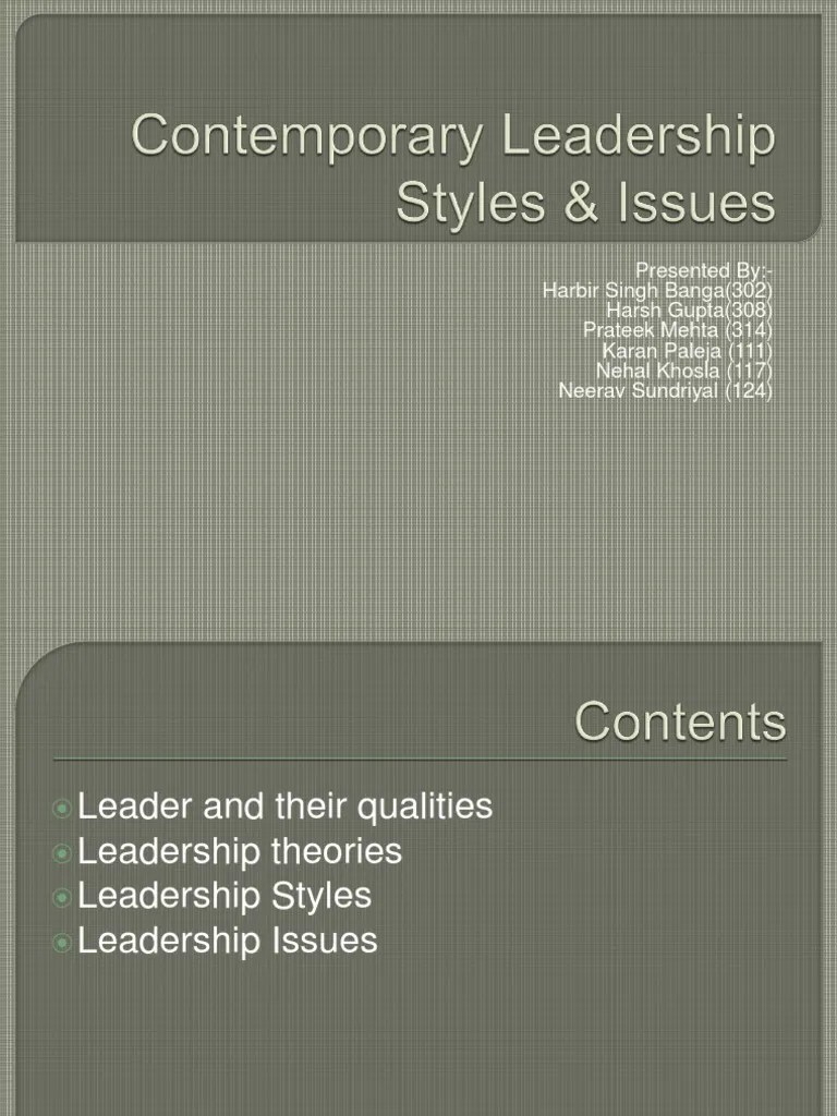Contemporary Leadership Styles & Issues | PDF | Transformational Leadership | Leadership