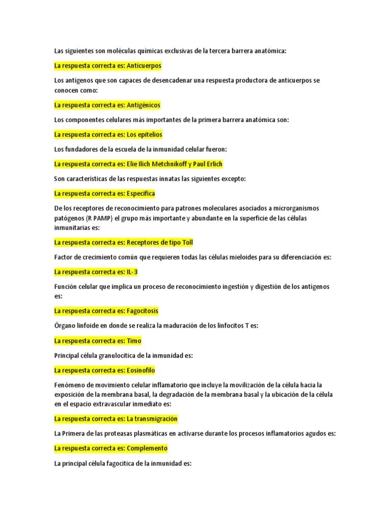 Examen Inmunología 2022 | PDF | Sistema Inmune | Inflamación