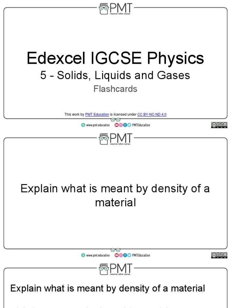 Flashcards - Topic 5 Solids, Liquids And Gases - Edexcel Physics IGCSE ...