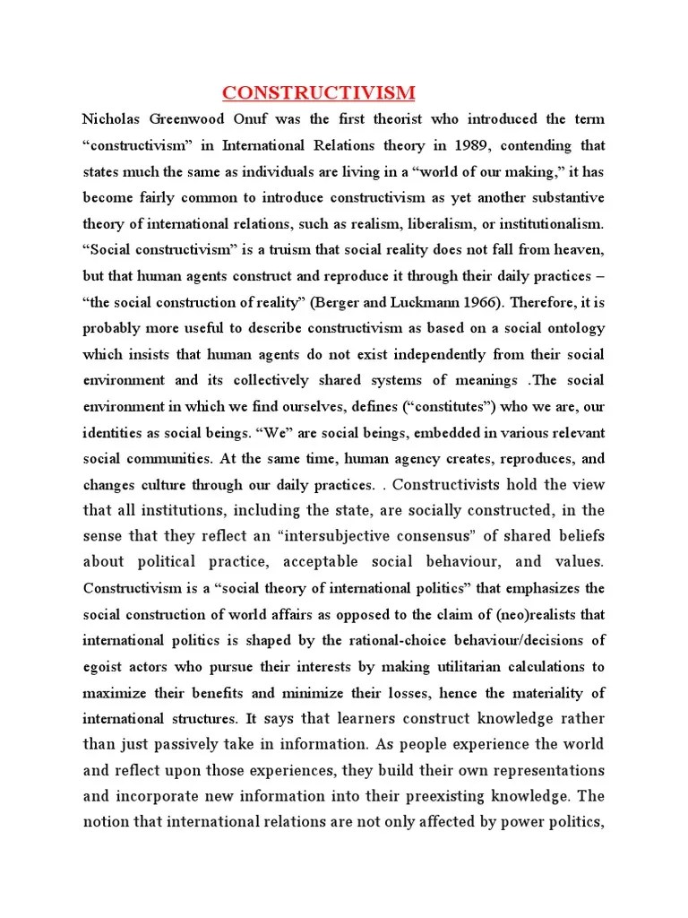 Constructivism | PDF | Globalization | Constructivism (Philosophy Of ...