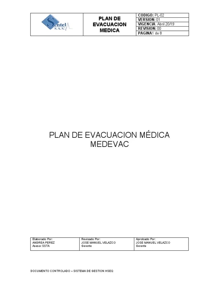 PL-02 Plan De Evacuacion Medica | PDF | Lesión | Primeros Auxilios
