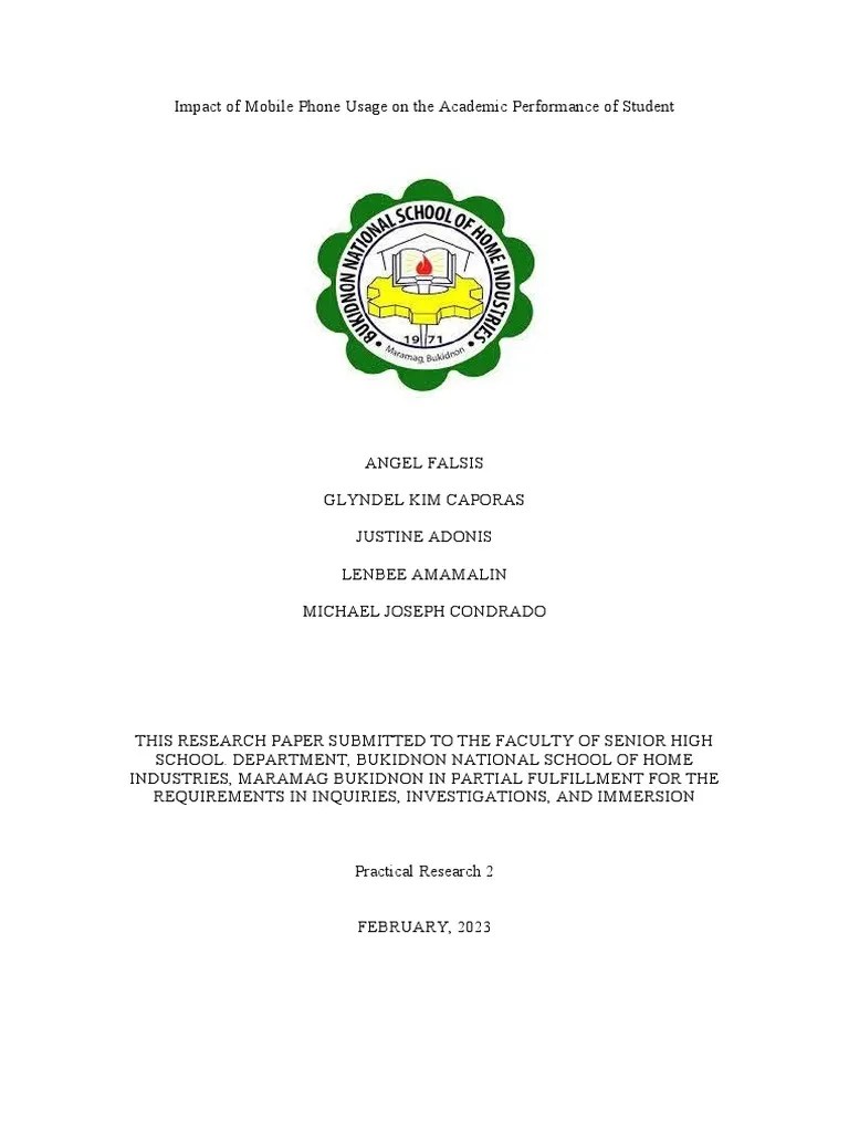 Impact Of Mobile Phone Usage On The Academic Performance Of Student 1 ...