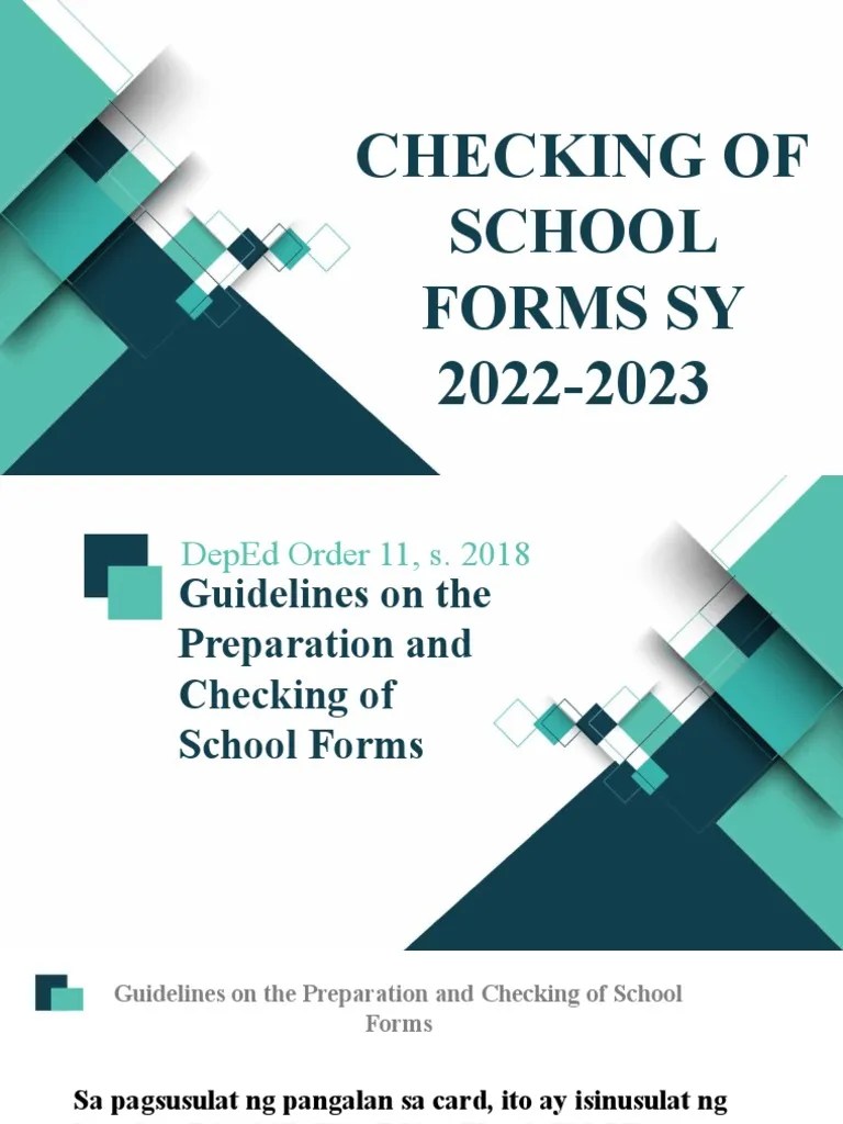 Checking Of School Forms For Sy 2022-2023 | PDF