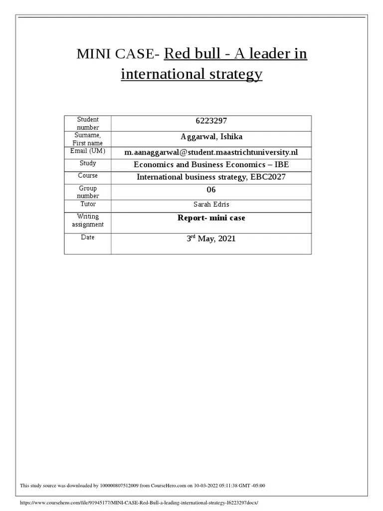 MINI CASE Red Bull A Leading International Strategy I6223297 | PDF ...