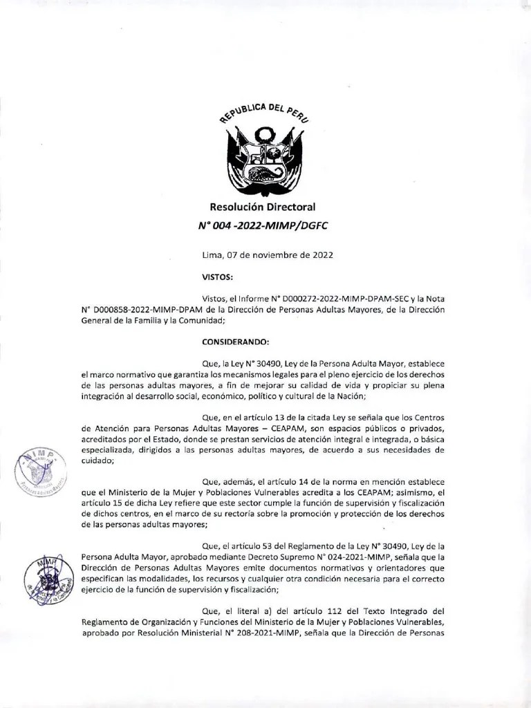 RD 004-2022-Mimp-Dgfc PDF | PDF | Regulación | Mujer