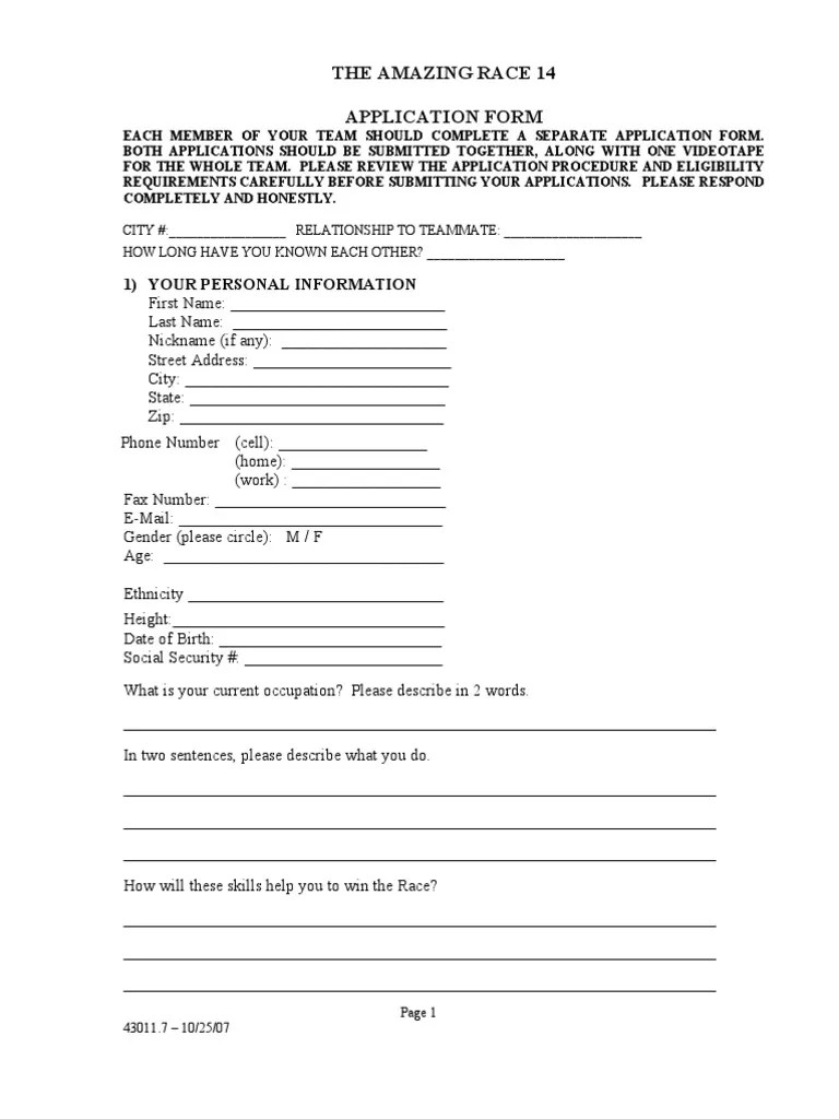 The Amazing Race Application | PDF | Arbitration | Government Information