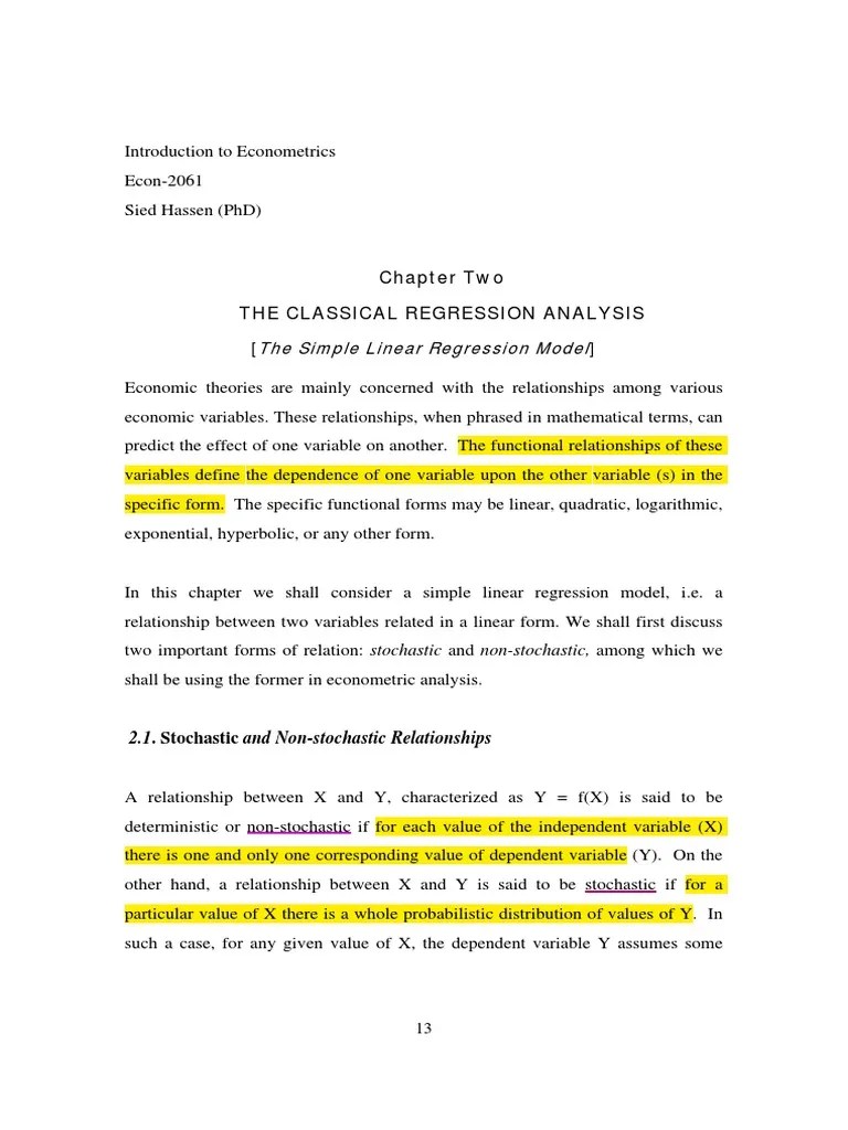 ECO - Chapter 2 SLRM | Download Free PDF | Ordinary Least Squares ...