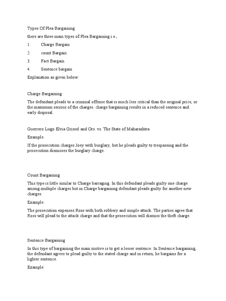 Types Of Plea Bargaining | PDF | Plea Bargain | Plea