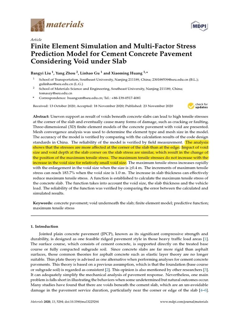 Finite Element Simulation And Multi-Factor Stress Prediction Model For ...