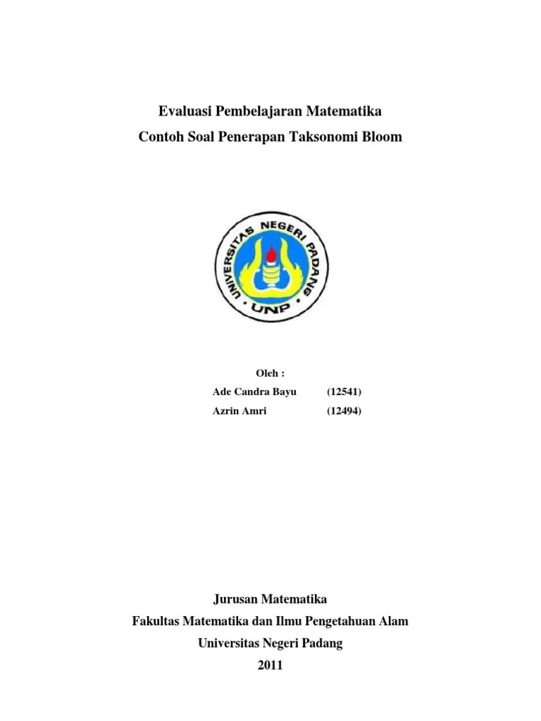 Contoh soal matematika c1 sampai c6 bangsoal. Contoh Soal Penerapan Taksonomi Bloom Revisi Pdf
