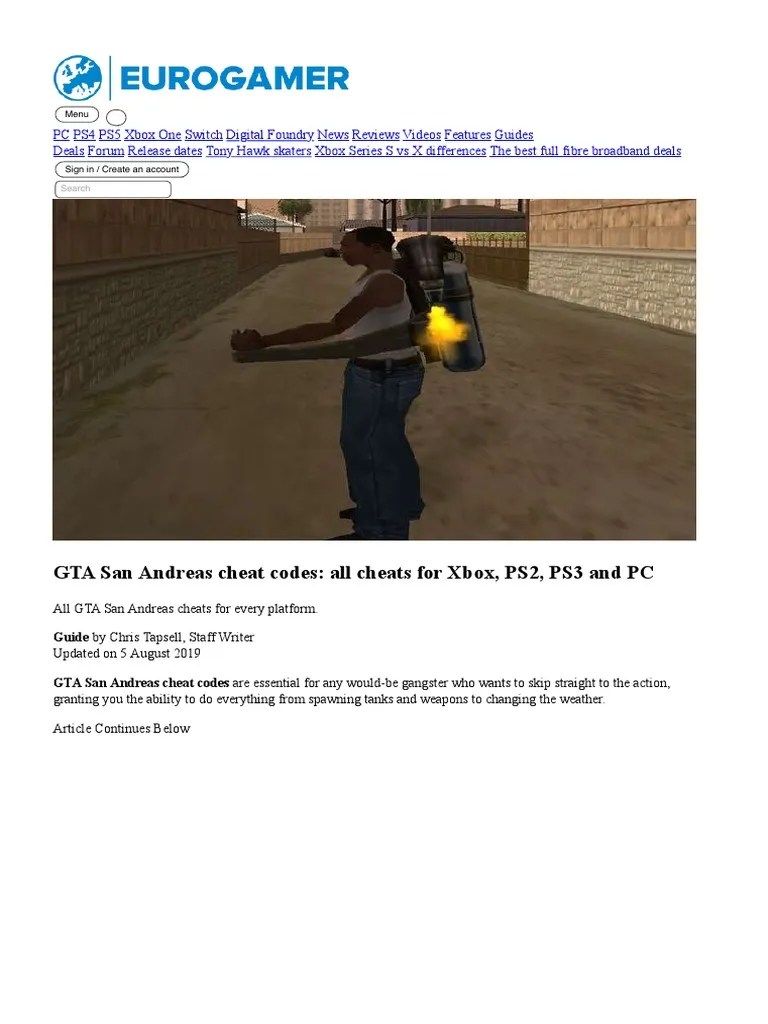 GTA San Andreas PS3 Cheat Codes Guide PDF 1