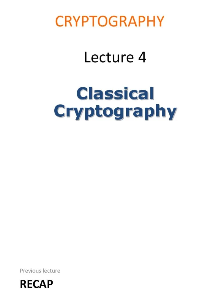 Lecture 4,5 | PDF | Cipher | Military Communications
