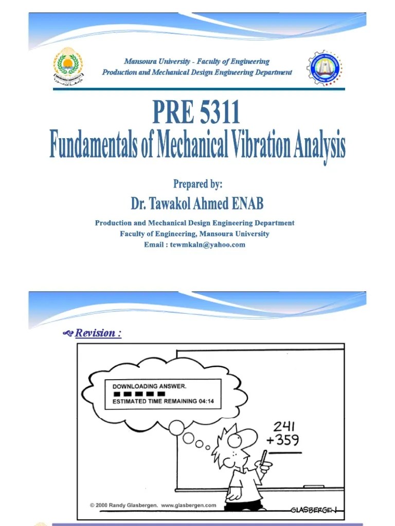 Fundamentals Of Mechanical Vibration Analysis-Lec 02 | PDF