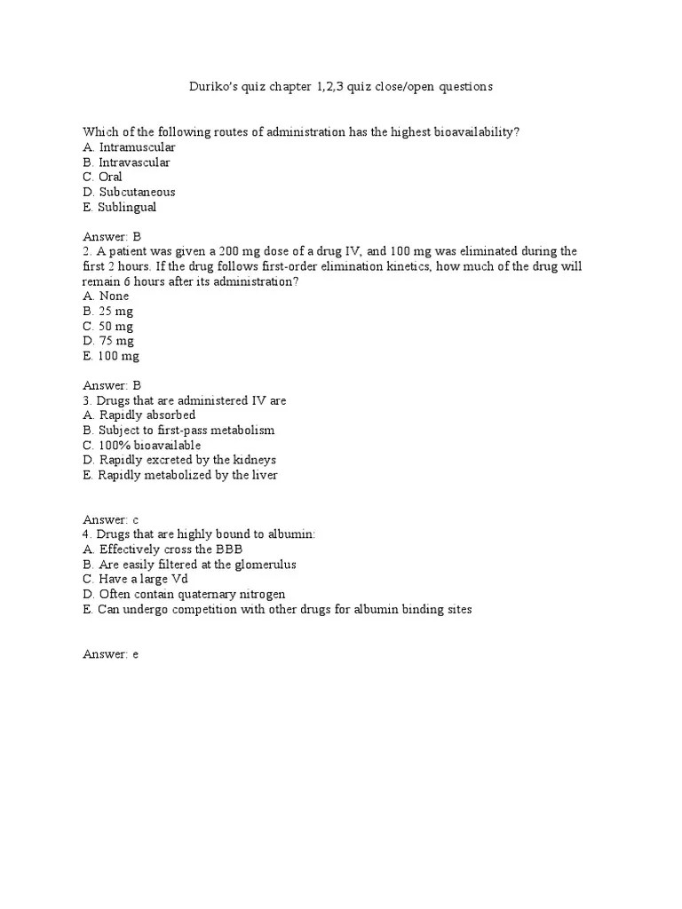Pharmacology Quiz | PDF