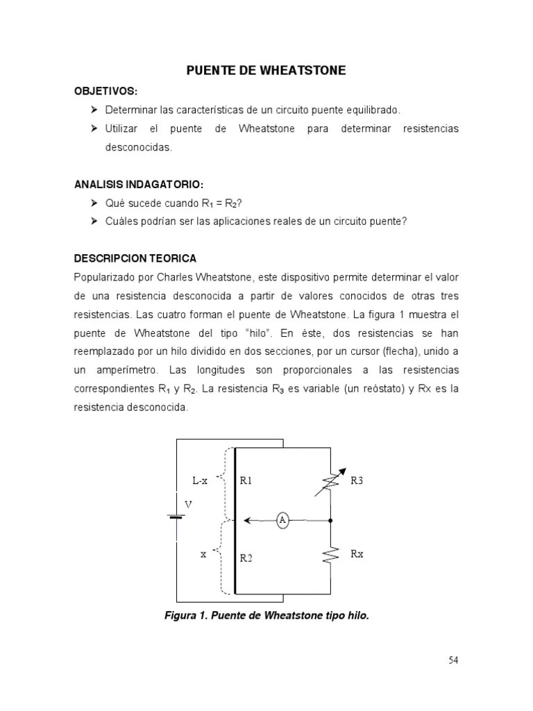 Lab. - 10 - Puente De Wheatstone | Descargar Gratis PDF | Resistor | Cantidades Fisicas