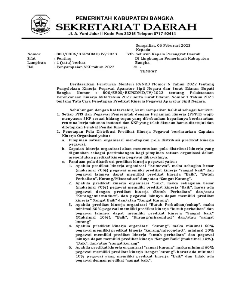 Surat SKP Tahun 2022 | PDF