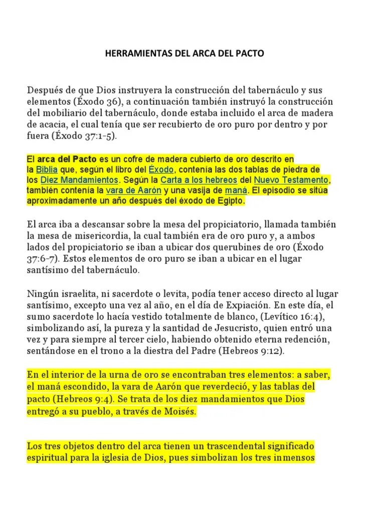 Herramientas Del Arca Del Pacto | PDF | Contenido Bíblico | Judios Y ...