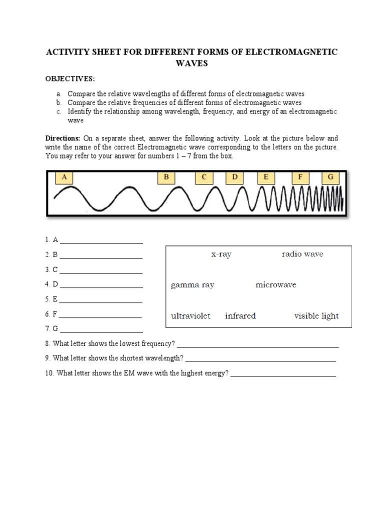 Activity 1.1 Different Forms Of Electromagnetic Waves | PDF