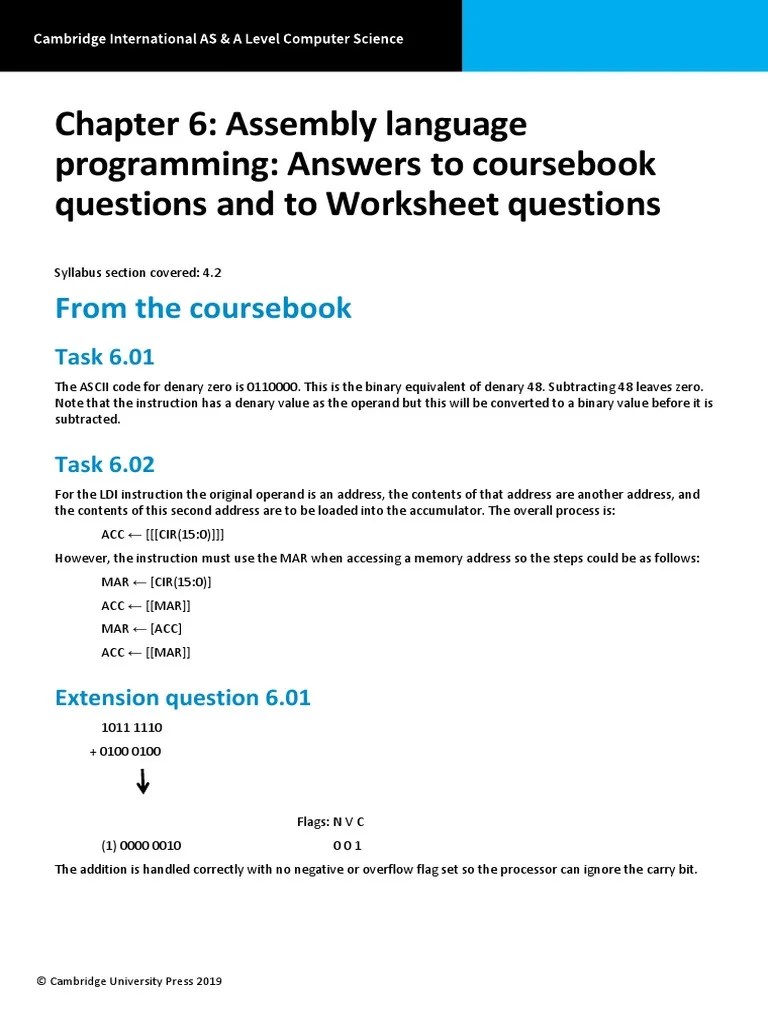 Chapter 6 Answers | Download Free PDF | Assembly Language | Computer ...