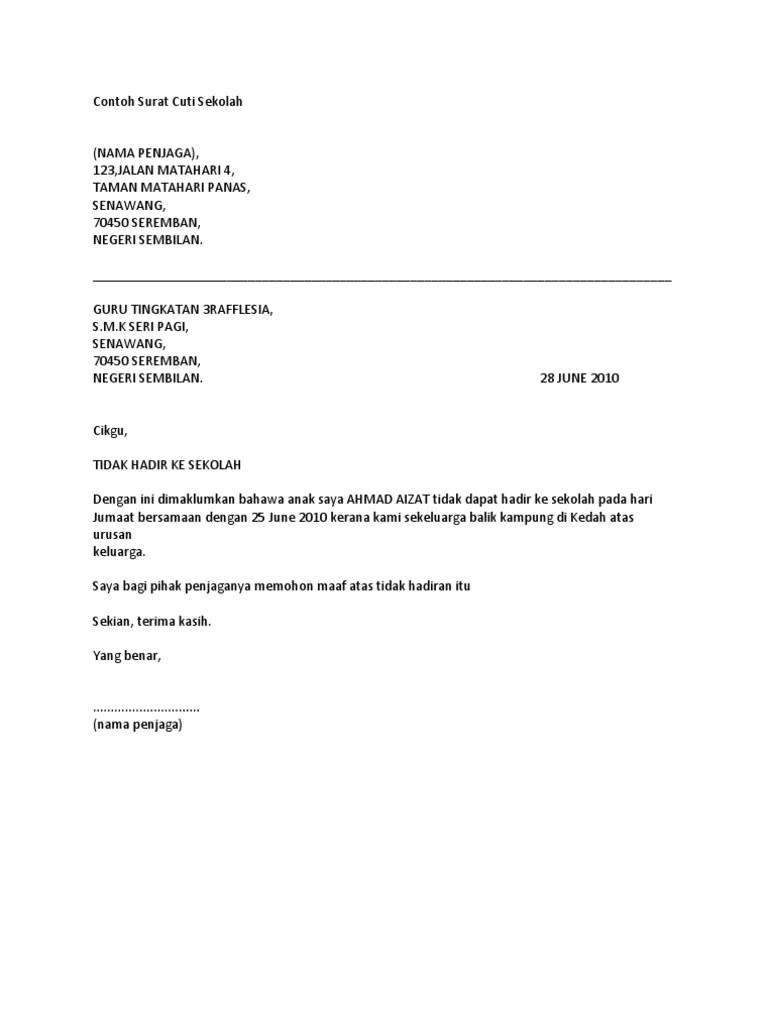Lalu kapan dan bagaimana sirkuit tersebut bisa break event point (bep) alias balik modal?. Contoh Surat Cuti Sekolah Pdf
