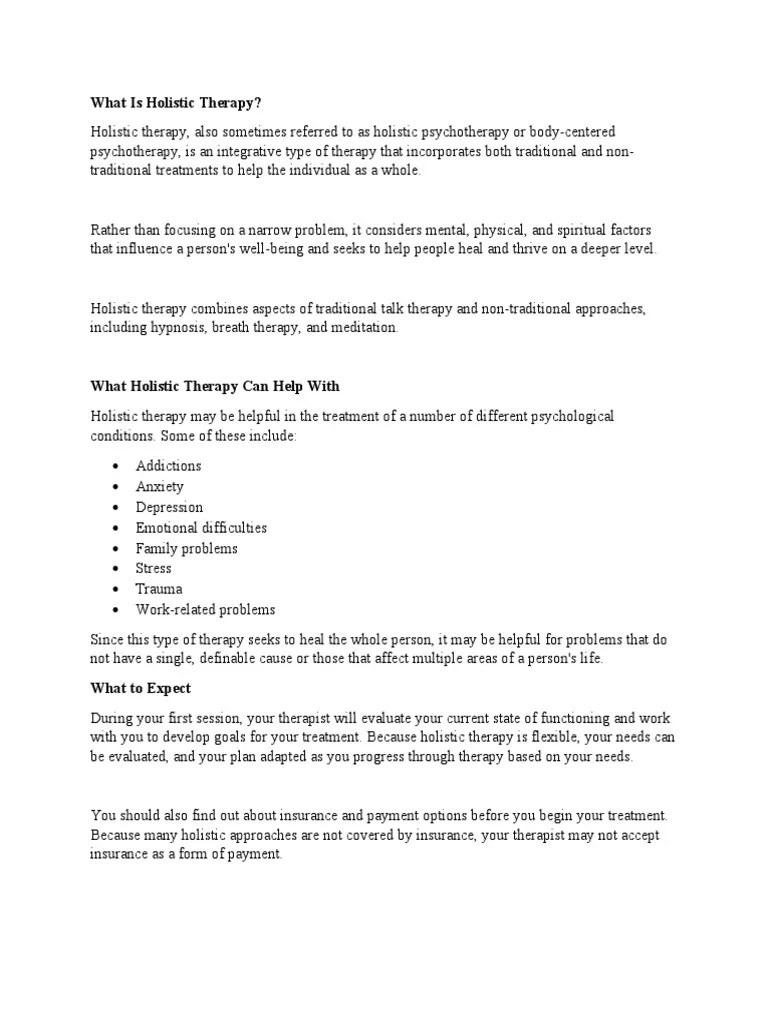 What Is Holistic Therapy | PDF