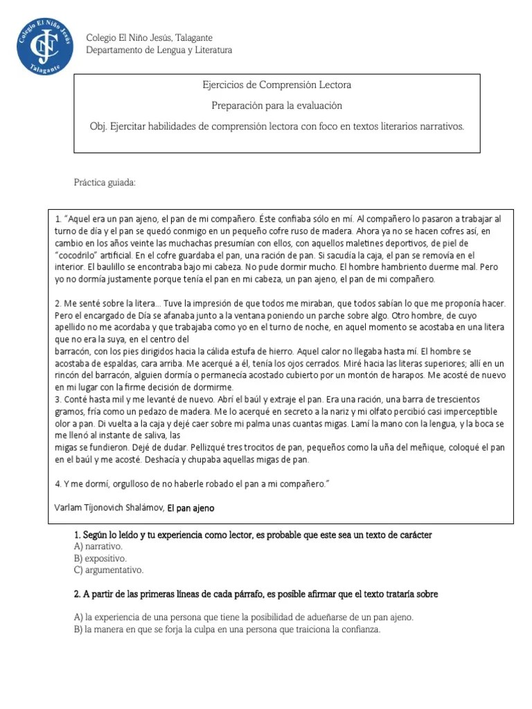 Guia Comprensión Lectora Narrativa | PDF | Diablo