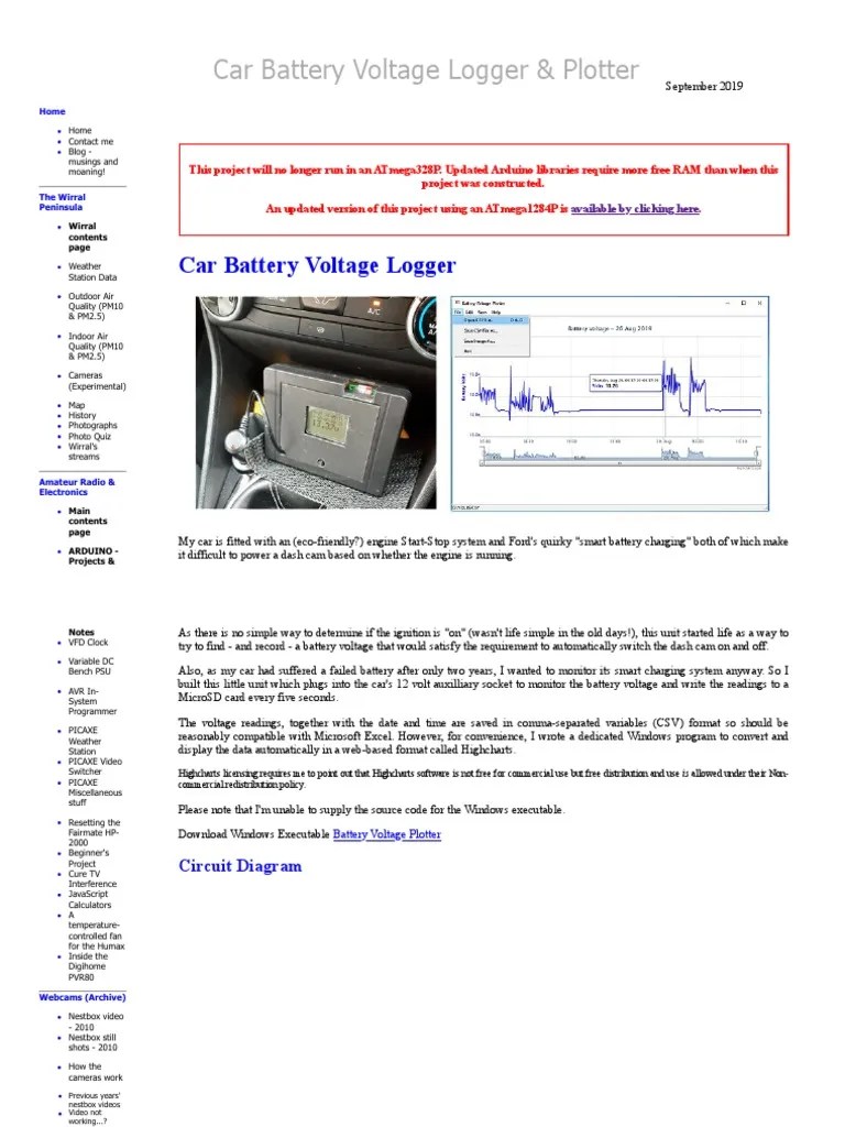 Arduino - Car Battery Voltage Logger | PDF