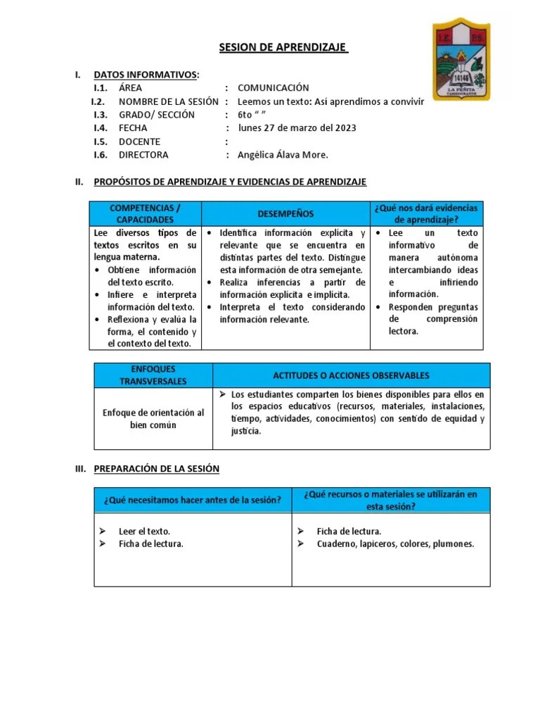Sesión De A. - Leemos Un Texto Asi Aprendimos A Convivir | PDF ...